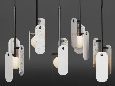 Studio M - Megalith 5 lights Pendant Various Stone 3D model