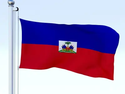 Animated Haiti Flag Low-poly 3D model