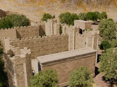 Desert Fortress With Pool 3D model