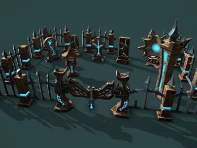 Fantasy cemetery 2 Low-poly 3D model