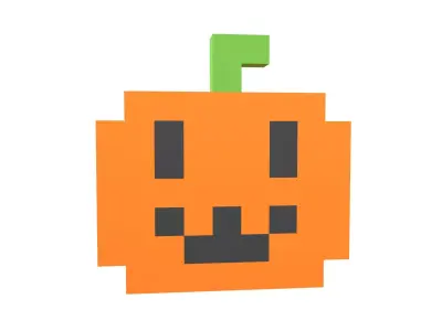 Pixel Pumpkin V1 001 Low-poly 3D model