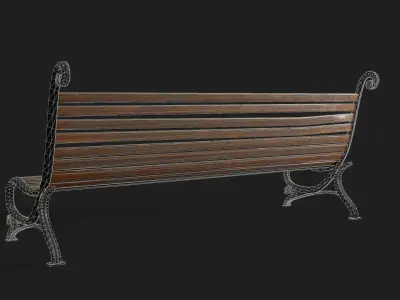 Street Bench Low-poly 3D model buy