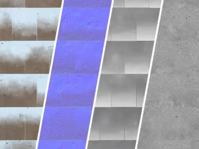 Roof Tile Materials 66- Concrete Roofing by Sbsar Seamless Pbr Texture