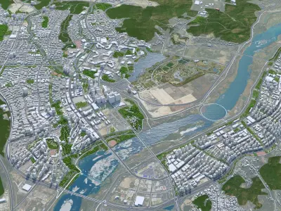 Sejong City South Korea Low-poly 3D model