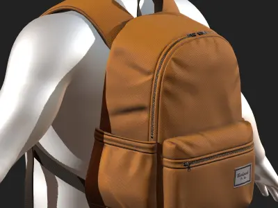Backpack bag baggage pockets  Low-poly 3D model