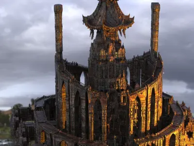 Horror Chateau  Fortress fantasy castle 3D model