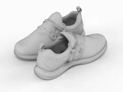 White Sports Shoes 3D model