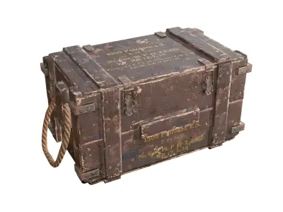 Old military box ammo create Low-poly 3D model