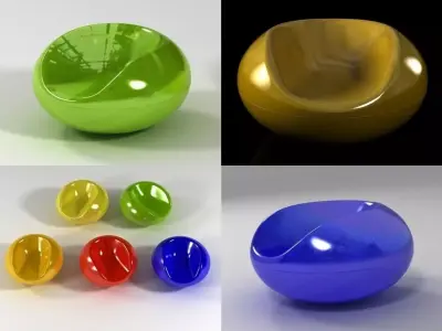 P C four different colored spheres 3D model