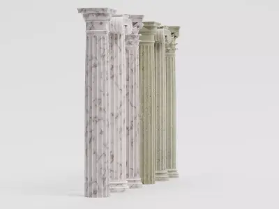 6 Columns Collection - Clean and Old Classical Pillars 3D model