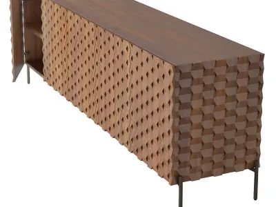 Crate and Barrel Raffael Carved Wood Media Console 3D model