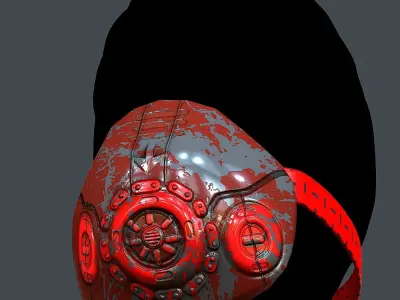 Gas mask helmet 3d model scifi Low-poly  Low-poly 3D model