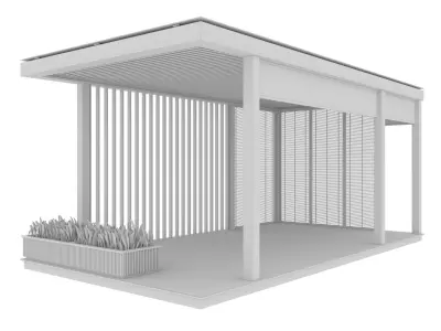 Pergola outdoor gazebo with wooden floor 3D model