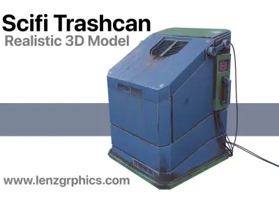 Scifi Trashcan Low-poly 3D model