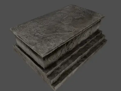 tomb 3 stone coffin Low-poly 3D model