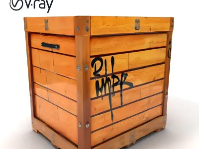 Urban Wooden Crate Model Pack with Graffiti Low-poly 3D model