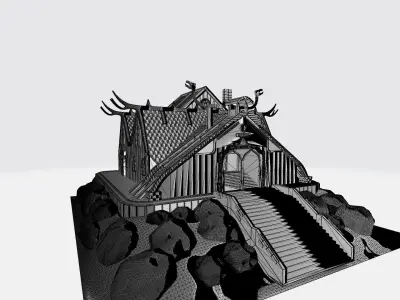 Viking house on the hill 3D print model