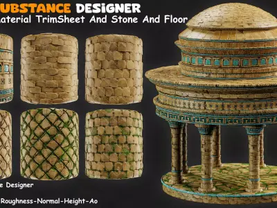 Stylize Material Trim Sheet And Stone Floor vol 01 Texture