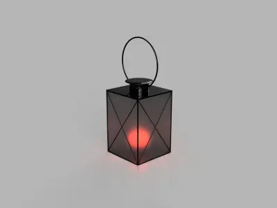 Dark Lantern with structured glass and a red lightbulb Low-poly 3D model