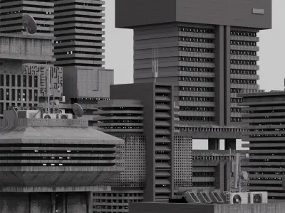 Concrete Brutalism - 3D Building asset 3D model