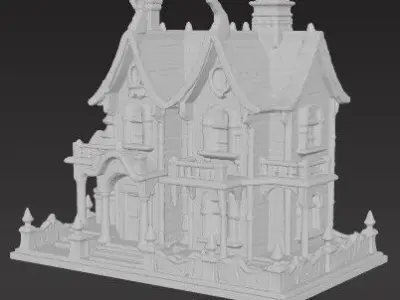 The Hilltop Gothic House 3D Printable Fantasy Model 3D print model