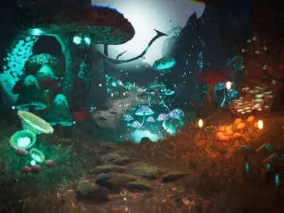 Mushroom Forest 37 Assets Low-poly 3D model