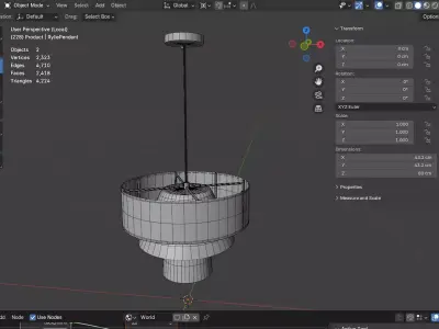 Rylie Pendant Series - Modern Tapered Glass and Brass Chandelier Low-poly 3D model