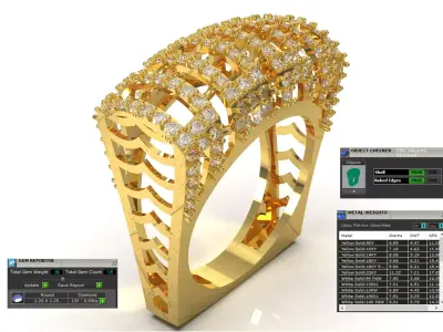 Cigar Band Diamond Grid Design stl 3dm ring model jr00262 3D print model