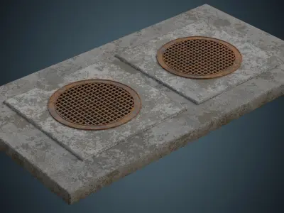 Manhole 2B Low-poly 3D model