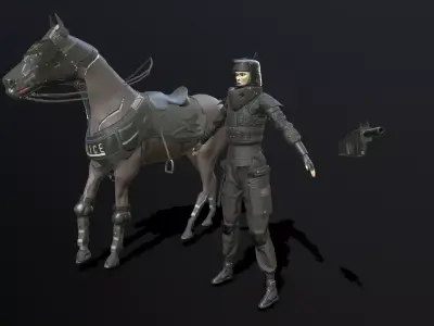 CyberPunk Cavalry Police - RCPD C-Unit Low-poly 3D model