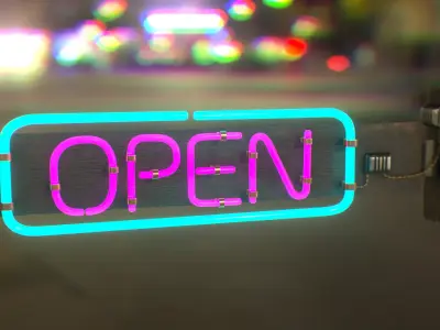 Neon open sign Low-poly 3D model