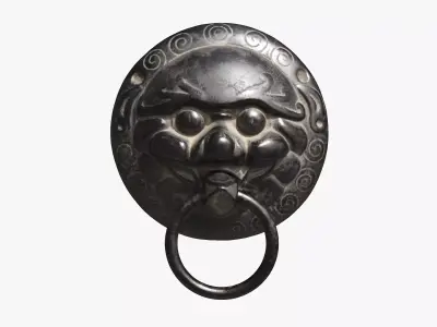 Chinese animal head door knocker02 PBR 3D model