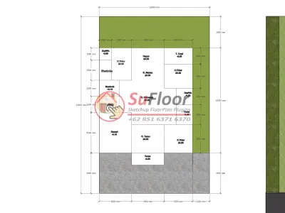 House 13x21m code 550 - Sketchup 3D model 3D model 3D model