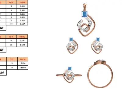 Light wt Ring Earrings Pendant set stl jcd 1-render details 3D print model