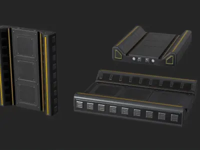 Space Sci-Fi Hallway modular kit Low-poly 3D model