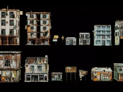 Old building collection V3 Low-poly 3D model