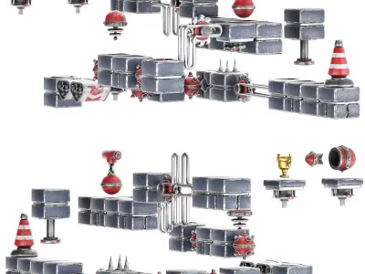 stylized level modular platformer pack Low-poly 3D model