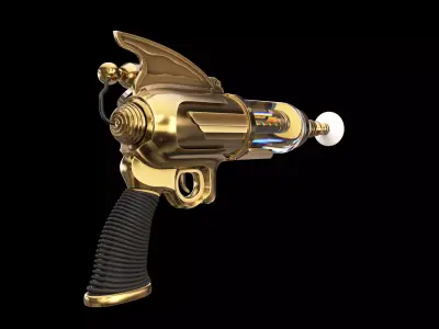 Ray gun Steampunk Low-poly 3D model