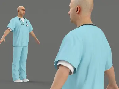  Medical Professional with Scrubs and Stethoscope 