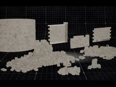 Stacks of concrete blocks - set 01 Low-poly 3D model