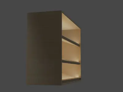 Cupboard wooden shelf with lights Free 3D model