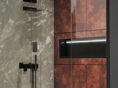 Corner Shower Cabins 09 Low-poly 3D model