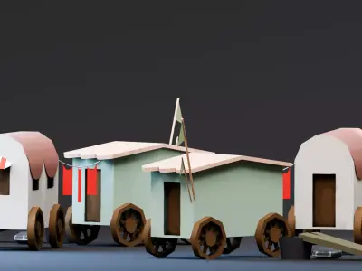 Amusement Park - Carnival Cart  Low-poly 3D model