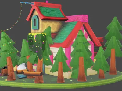 Christmas House  Low-poly 3D model