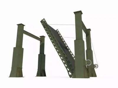 Modern architectural steel suspension bridge 3D model