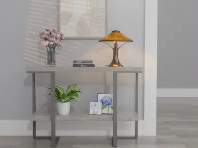 Entry or living room console table with accessories 3D model