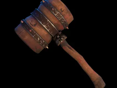 Medieval Hammer Stylize Weapon  Low-poly 3D model
