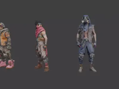 Cyberpunk Street Raiders LowPoly Low-poly 3D model