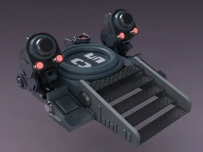 Sci-fi strobe capsule cabin deck console elevator shaft future 3D model