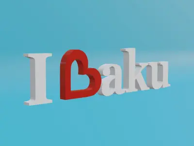 I Love Baku 3D Model - Famous Azerbaijan Landmark Free low-poly 3D model